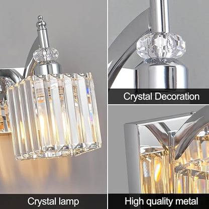 Crystal Vanity Lights Chrome 3 Light Modern Vanity Light for Bathroom