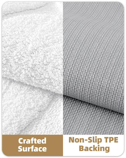 Color&Geometry White Bathroom Rugs Non Slip Washable, 17"x30" Absorbent Bath Mats, Soft Shower Mat Outside Shower Quick Dry Bathmat for Bathroom Sink Laundry Room