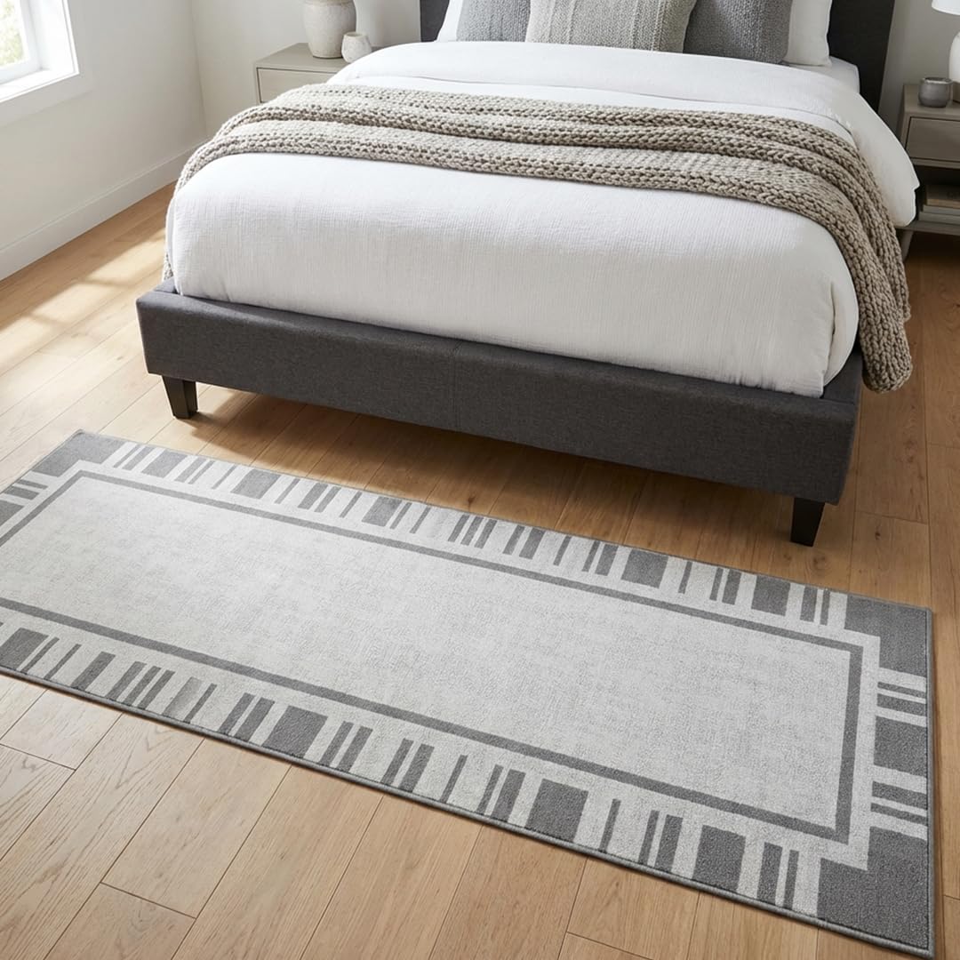 Muddy Mat® Muddy Carpet® Trellis 3ft x 7ft Washable Area Rugs for Living Room, Bedroom & Dining Room – Modern Soft Low Pile Non Slip Carpet – Pet Friendly Waterproof Foldable Rugs for Home