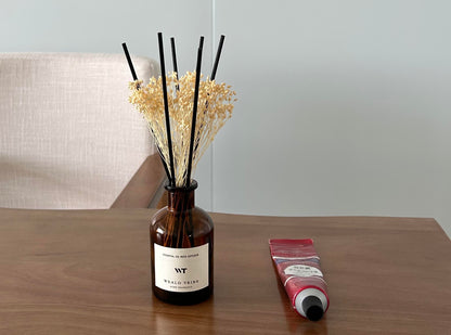 WEALD TRIBE Flower Reed Diffuser Set Vanilla Cinnamon Scent for Bathroom Air Fresheners | 4.0 fl oz Essential Oils with Sticks Home Fragrance Defusers | House Bedroom Office Shelf Decor & Gift
