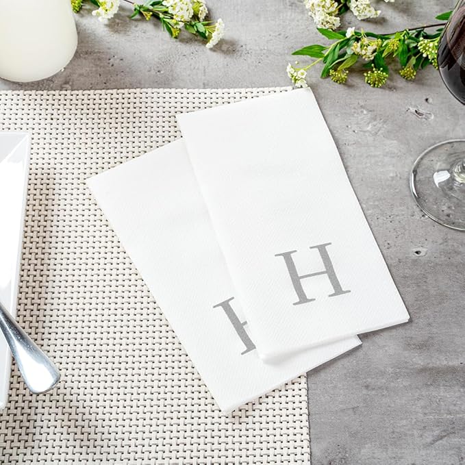 Luxenap 15.8 X 7.9 Inch Linen-Feel Guest Towels, 2000 Lettered Hand Towels