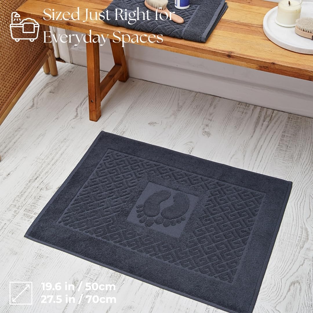 Marmaris Co. 100% Turkish Cotton Bathroom Floor Towel, 2 Pack, Soft Bath Mat Towel, Quick-Drying, Machine Washable, Absorbent, Hotel & Spa Quality, 20x27.5 (2, Grey)