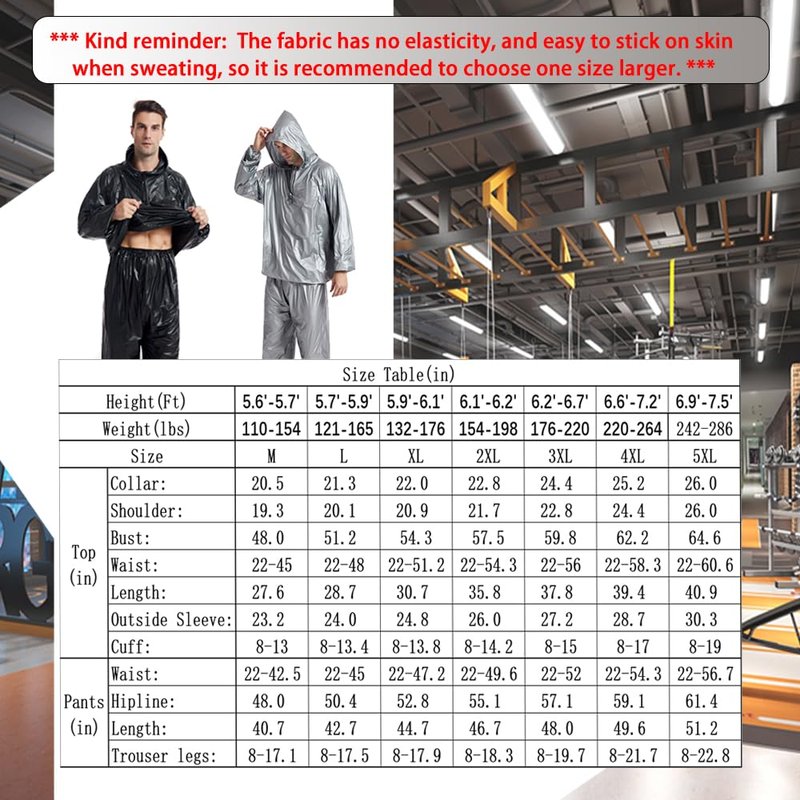 DawnBreak Sauna Sweat Suit for Women/Men with Hoodie Zipper Weight Loss Fitness Exercise Gym Workout Suit Top Pants Silver - M