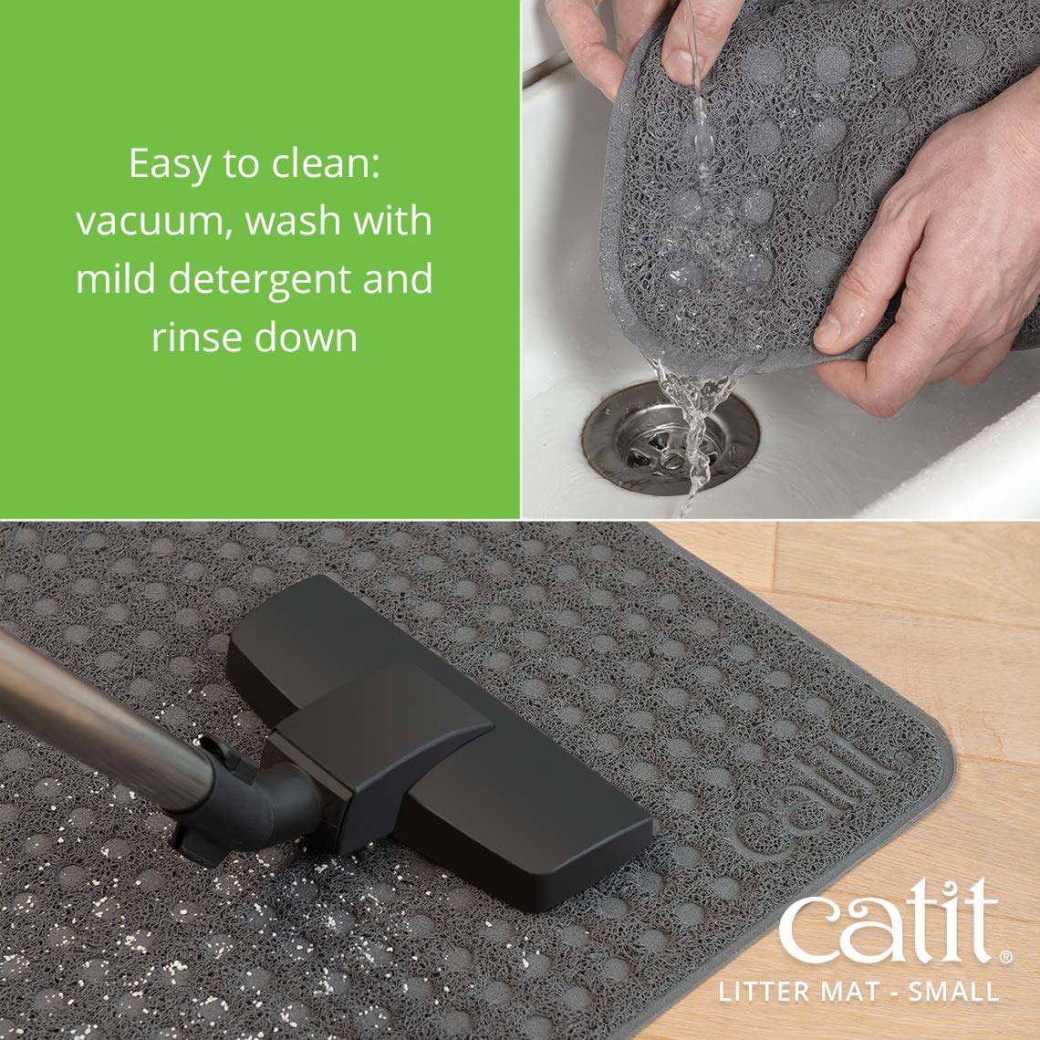 Catit Cat Litter Mat Rectangle Non-Slip Litter Trapping Mat Soft & Comfortable, Easy to Clean for All Cat Litter Types – Small