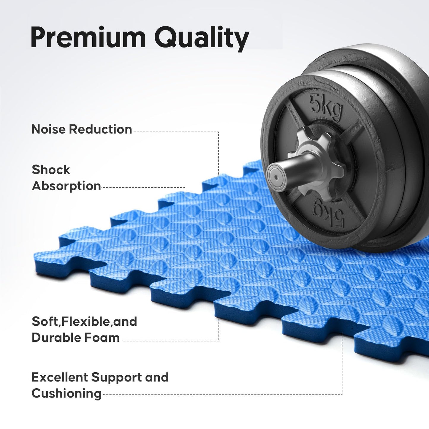 24 Pack Home Gym Mat, Puzzle Exercise Mat, EVA Interlocking Foam Floor Tiles for Home Workout Equipment and Kids' Play Areas - Blue, 24 in x 24 in x ½ in - 24 Tiles (Blue, 24 Pack 96 sq ft)
