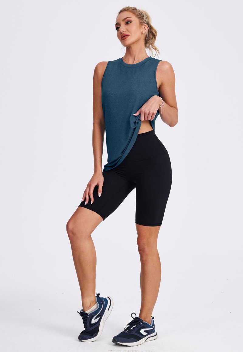 Womens Workout Tops for Women Tank Tops Mesh Yoga Shirts Athletic Running Tank Tops Sleeveless Gym Clothes XL Dark Blue