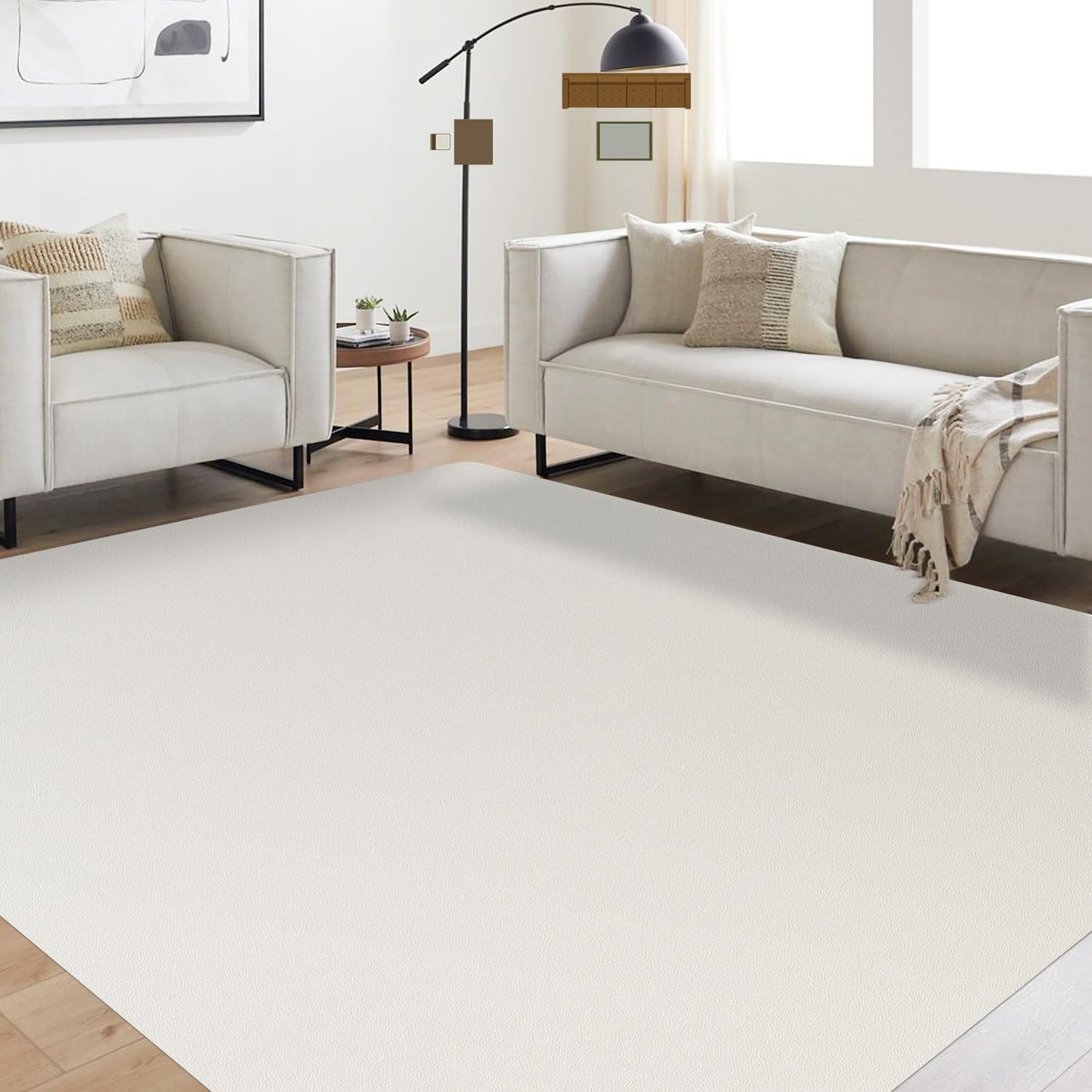 FURKIT Soft Large Plastic Floor Mat for Living Room, 6'×9' Beige Waterproof Vinyl Area Rug for Baby Spills, Non-Slip Durable Multi-Pupose Floor Cover Protector for High Traffic Areas