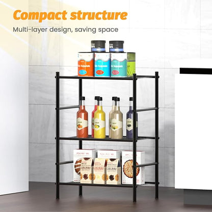 Abiglifty Storage Shelves, 3-Tier Metal Shelving, Wire Shelving with Adjustable Leveling Feet, Shelf Organizer for Bathroom, Closet, Garage