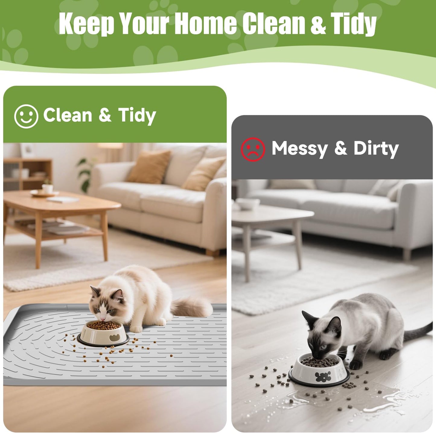 Pawinner Cat Litter Box Mat, 40" x 28" Extra Large Cat Litter Mat, Waterproof Litter Trapping Mat with Raised Edge, Soft on Kitty Paws, Urine-Proof,Non-Slip Floor Protector for Floor