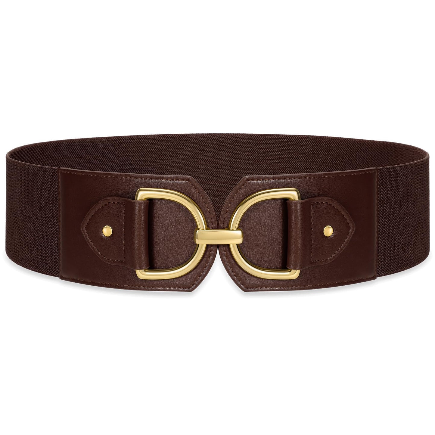 Wide Belts for Women Fashion Elastic Belt for Dresses Vintage Waist Belt Ladies Stretchy Belt Gold Buckle,Coffee 35"
