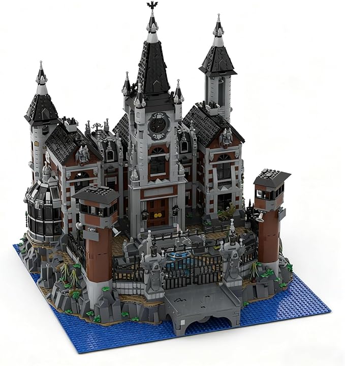 Haunted Asylum Madhouse Building Blocks - MOC Horror Castle Modular Medieval Castle Architecture Set Home Office Decor and Creative Gift for Adults in Halloween(6755pcs)