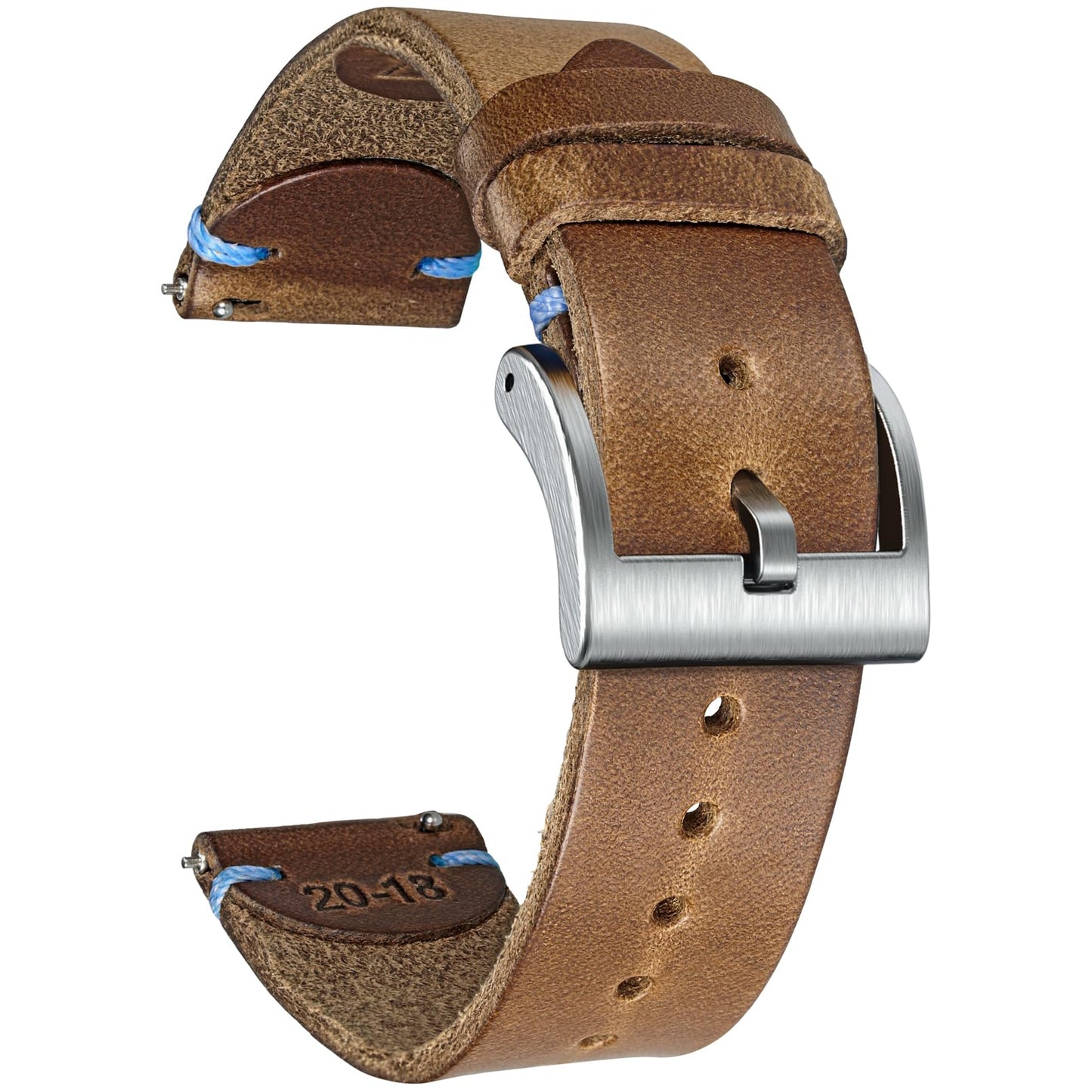 hemsut h 20mm Leather Watch Bands for Men, Thin Soft Horween Leather Watch Strap Quick Release Vintage Watch Wrap