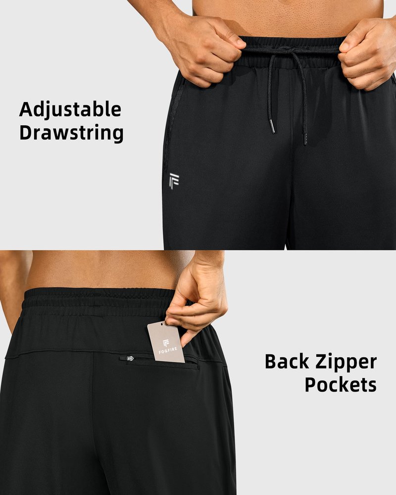 FOGFIRE Mens Sweatpants with Zipper Pockets Joggers for Men Workout Athletic Gym Track Fitness Clothing Black