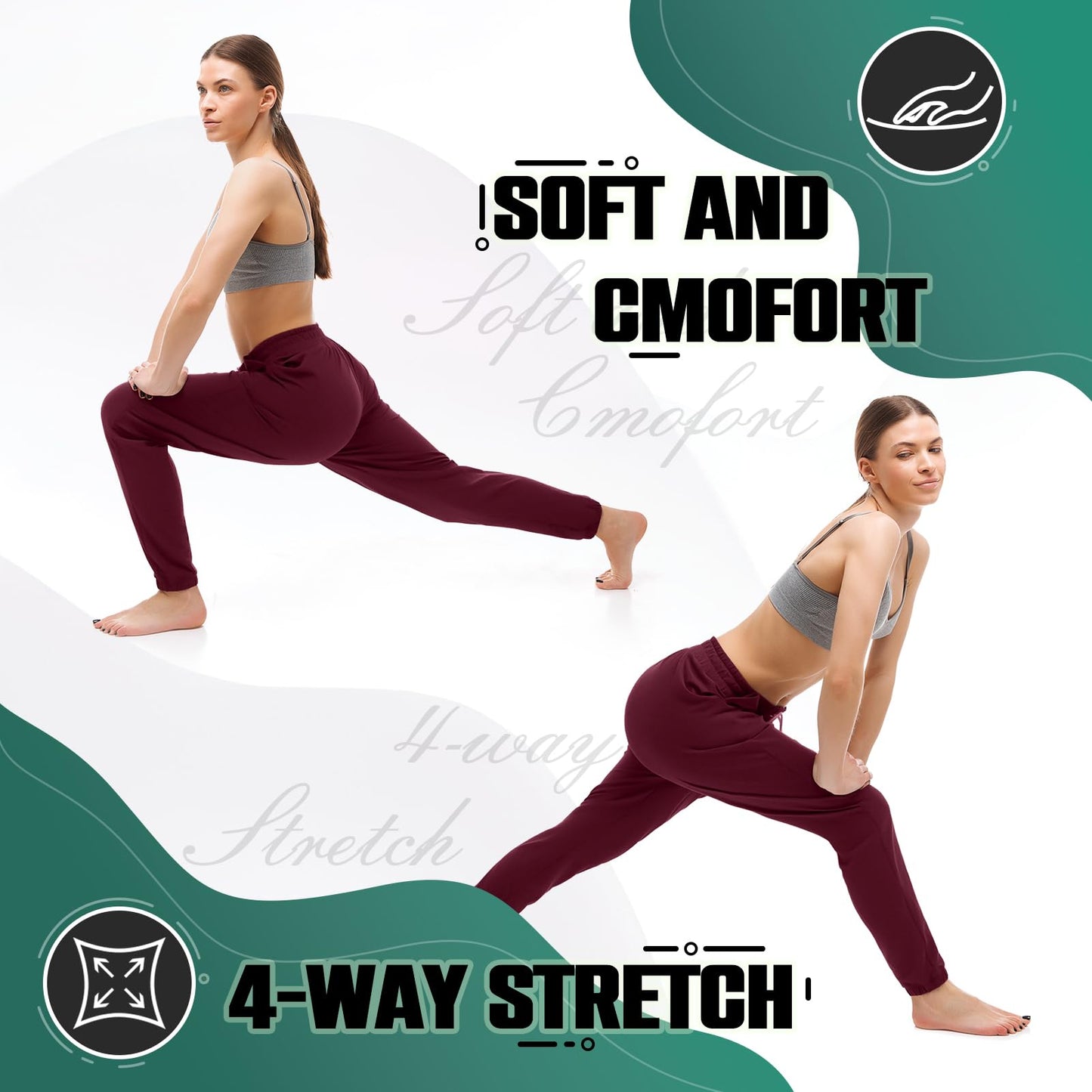 Walifrey Womens Joggers with Pockets, Drawstring Sweatpants Women for Lounging Jogging Gym and Workout Red,1 Pack Red S
