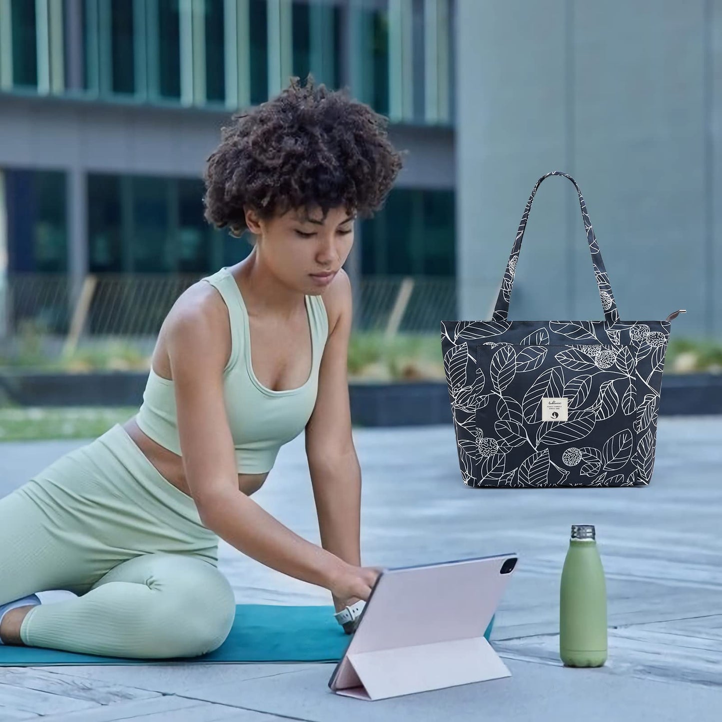 WLLWOO WLLWOO Yoga Bags for Women with Yoga Mats Bags Carrier Carryall Canvas Tote for Pilates Shoulder for Travel Office Beach Workout