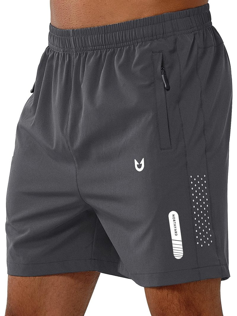 NORTHYARD Men's Athletic Running Shorts Gym Workout 7"/9"/5" Quick Dry Lightweight Sports Basketball Tennis 3 Zipper Pockets DARKGREY-5inch S