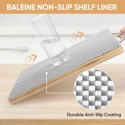 BALEINE Cabinet Liner, 12 in x 10 Ft Drawer and Shelf Liner for Kitchen Cabinets Non-Adhesive, Non-Slip Protect Desks, Cupboard, Drawers, Shelves, Tableware (Gray)