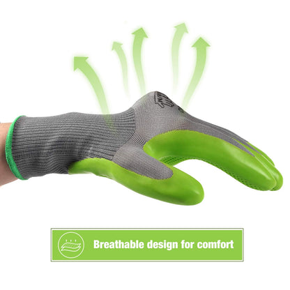 WORKPRO 6 Pairs Garden Gloves, Work Glove with Eco Latex Palm Coated, Gardening Gloves, Working Gloves for Weeding, Digging, Raking, and Pruning (Large)