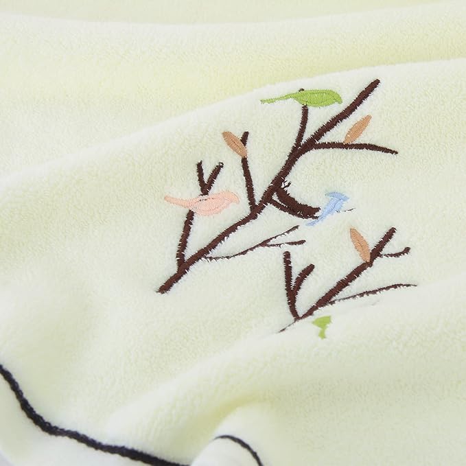 Pidada Hand Towels Set of 4 Embroidered Bird Tree Pattern 100% Cotton Absorbent