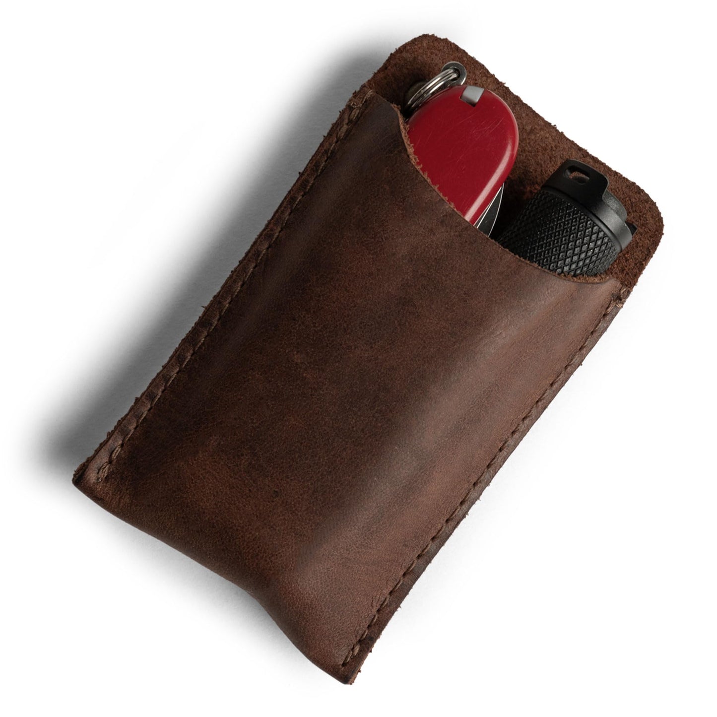 Hide & Drink, EDC Pocket Slip, Multitool Sleeve & Pen Holder for Everyday Use, Camping Accessories, Small Tool Organizer, Full Grain Leather, Handmade, Bourbon Brown
