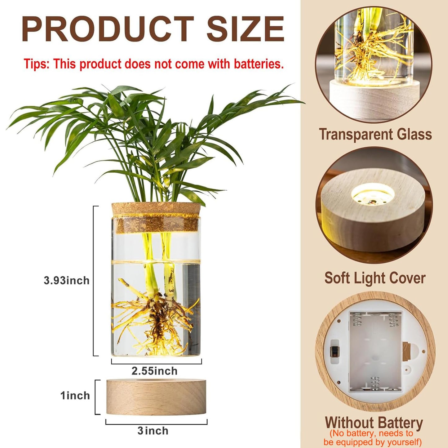 Glass Plant Propagation Stations, Propagation Vases for Plants with Ambient Light Base, Hydroponic Vase for Home & Office Windowsill Tabletop Decoration Desktop Vases for Living Room, Bedroom (6)