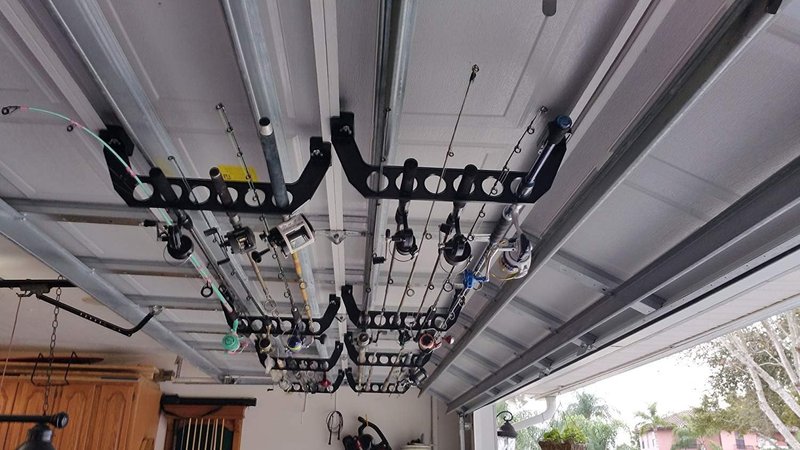 Cobra Garage Door Storage Rack | 21" Black ABS Plastic Fishing Rod Holder - Ultimate Organizer for Fishing Gear