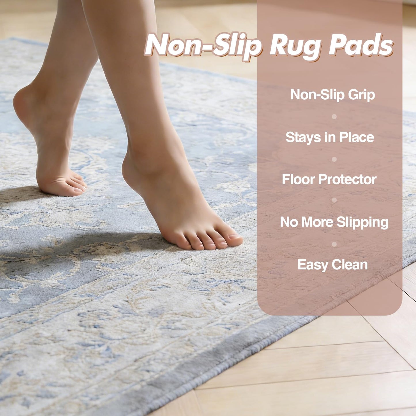 TravLand Non-Slip Rug Pad 5' x 7' – Felt & Rubber Underlay in Dark Gray, Waterproof & Grippy for Hardwood, Tile, Laminate Floors, Prevents Slipping & Bunching