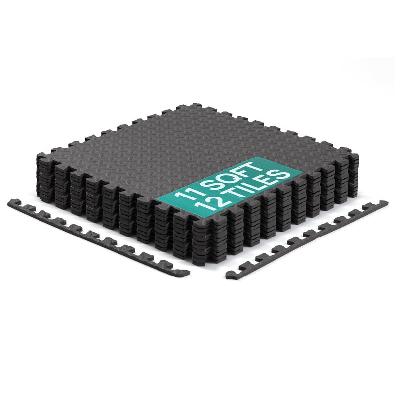 Yes4All EVA Interlocking Mats, Puzzle Floor Tiles, Foam Floor Padding with Border for Furniture, Home Space, Living Room, Garage 11 SQFT
