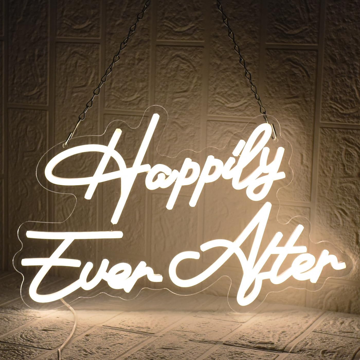 UExnkj-Y Happily Ever After Neon Sign for Wall Decor, Wedding Neon Lights Sign Dimmable USB Powered LED Sign for Bedroom Home Bar Wall Decor Anniversary Valentine's Celebrations Wedding Party