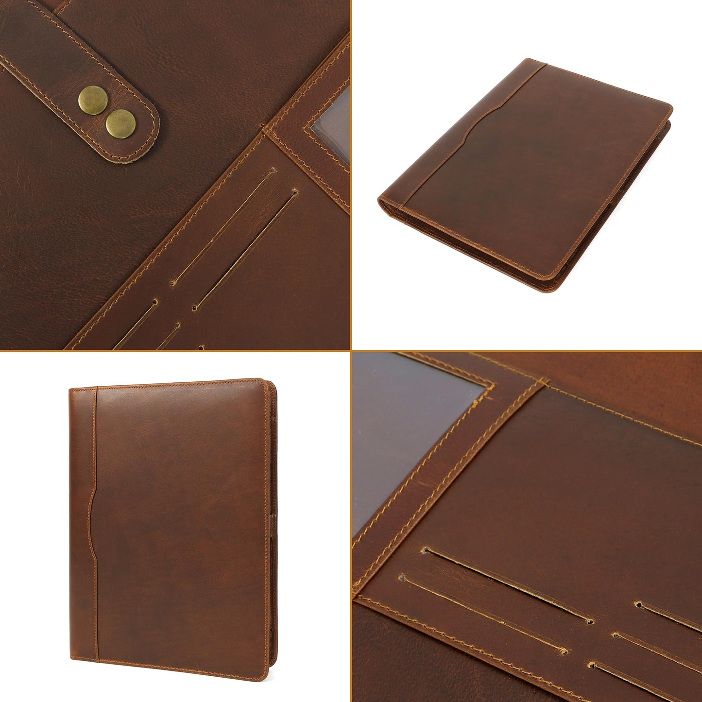 ELIZO Leather Portfolio Padfolio Leather Binder Folder for Men and Women Professional Business Portfolio Organizer Men and Women