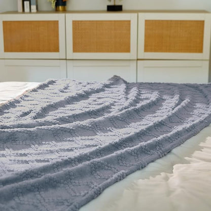 Jacquard Boho Fleece Throw Blanket-Cozy Fluffy Soft Lightweight Fuzzy Fall Blanket for Sofa, Couch, Bed, Chair & Car, Gifts for Teen Girls, Women & Men, Home and Dorm Decor, Gray, 50" x 70"