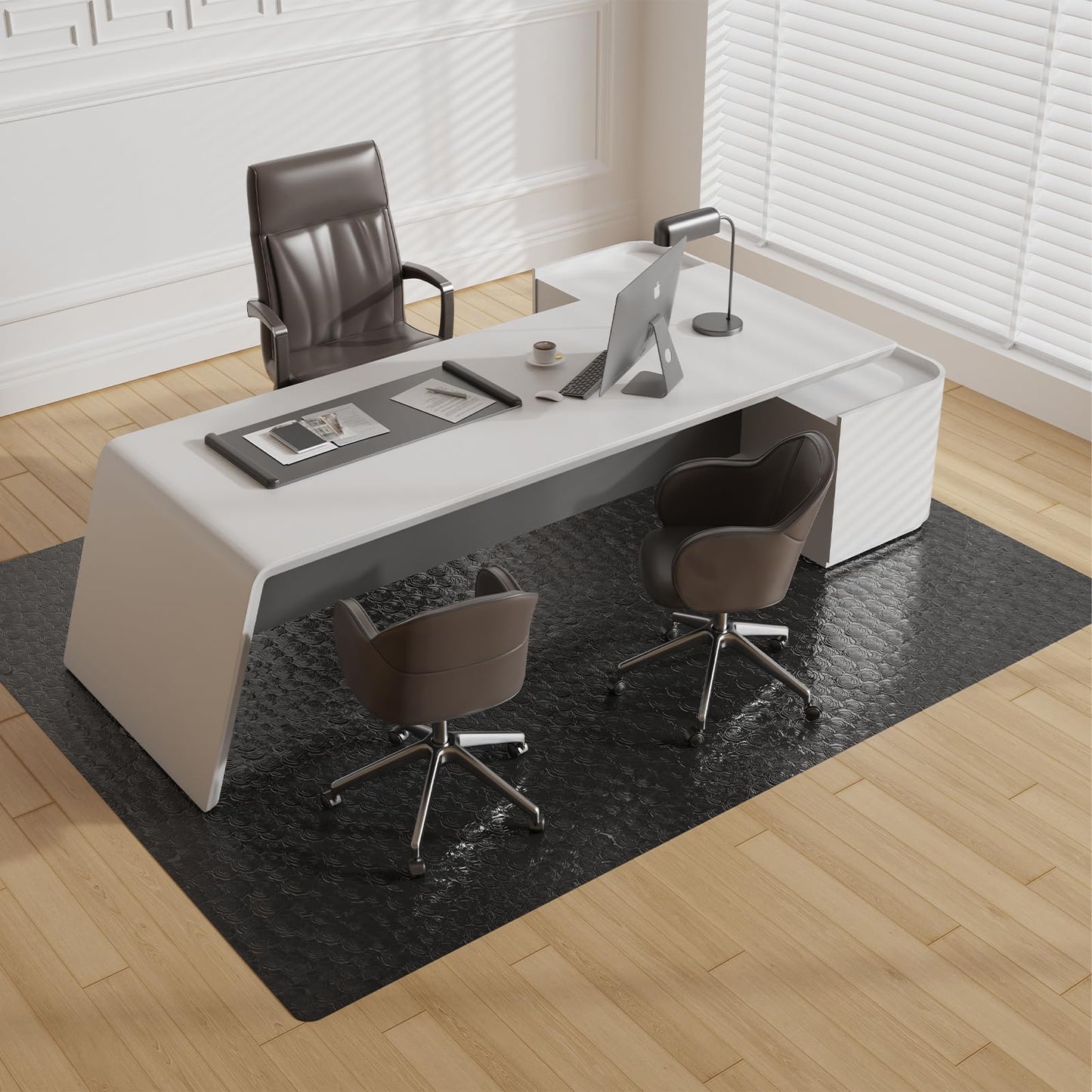 Tydle Vinyl Floor Mat, 5' × 7' Area Mat for Living Room, Waterproof Area Rug for Dining Room, Large Office Chair Mat for Hard Floors (Black)