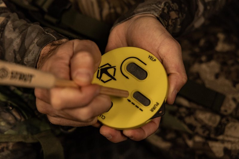 Hunters Specialties HS Strut Cookie Cutt'R Tracer Turkey Clucks Yelps Purrs Hunting Friction Lid Slate Pot Call, Yellow