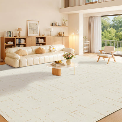 LIANLAM Washable Rug Area Rugs for Living Room - Stain Resistant Non-Slip Backing Boho Rug for Bedroom,Durable & Ultra-Thin Vintage Large Area Rug(8' x 10',White)