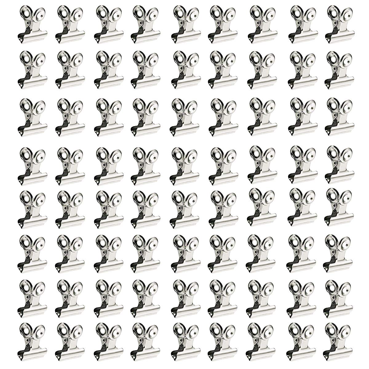 XMHF 72Pcs Mini Bulldog Clip, Silver Stainless Steel File Money Binder Clips Clamps/Metal Food Bag Paper Clips for Paper Organizers, Photo Wall Decoration, Home and Office Decoration, 0.87inch Wide