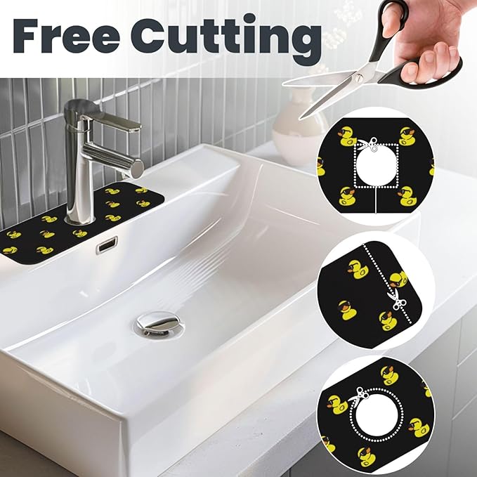 Duck Ducky Sunglasses Yellow Kitchen Sink Splash Guard Faucet Mat Super