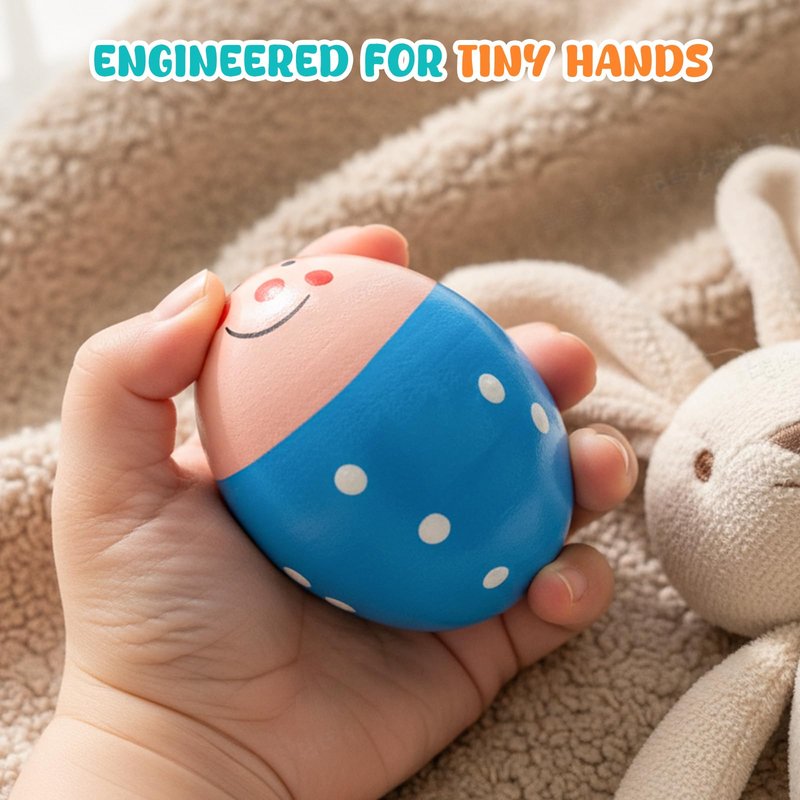 SallyFashion 6PCS Egg Shakers Musical Instruments for Babies, Wooden Maracas for Kids Hand Percussion Musical Eggs Easter Basket Stuffers Party Favors