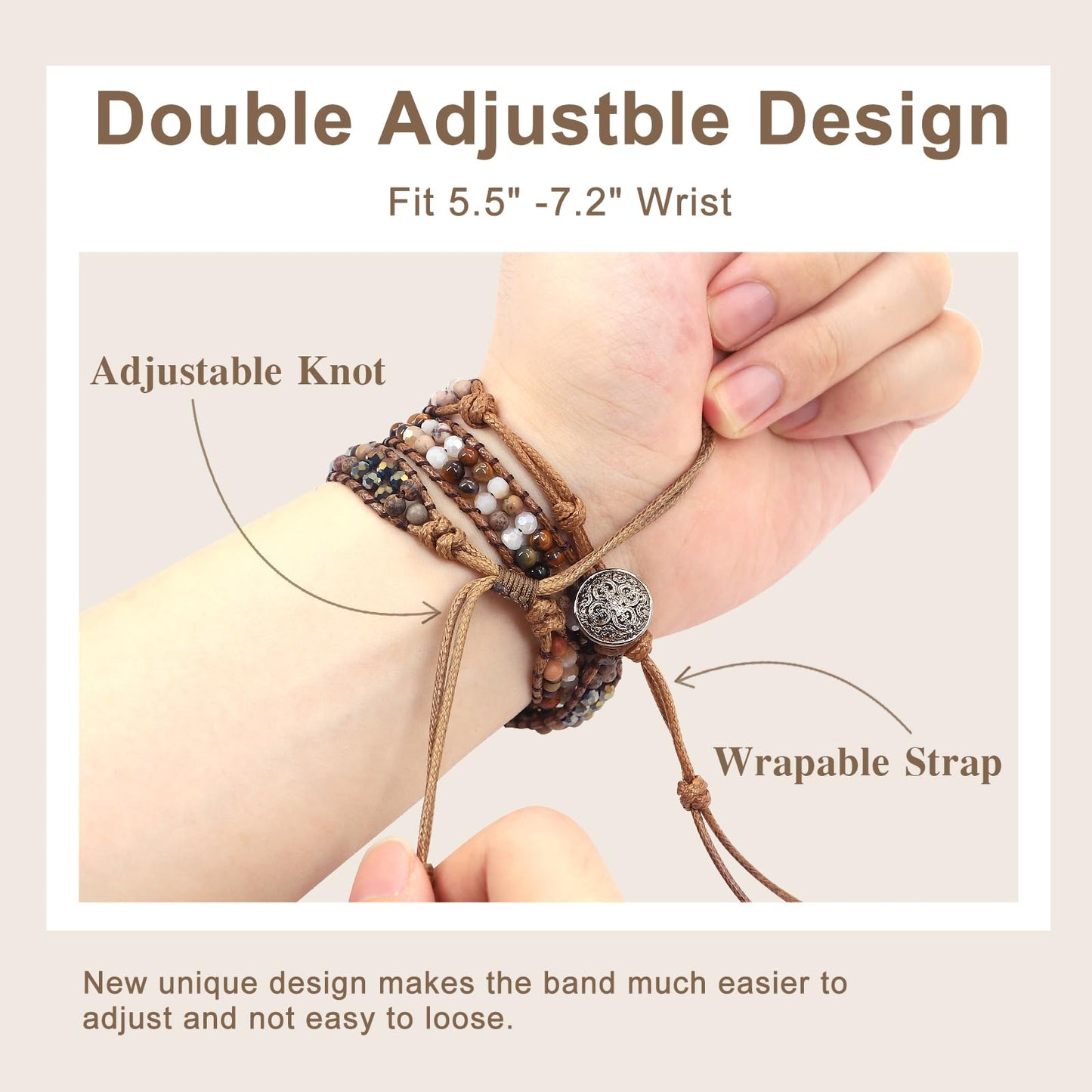 JR.DM Boho Beaded Handmade Braided Bracelet Band Women 20mm Compatible with Samsung Galaxy Watch 7/6/5/4/Active 2/4 Classic/6 Classic/5 Pro/FE 40mm 42mm 43mm 44mm 45mm 46mm 47mm