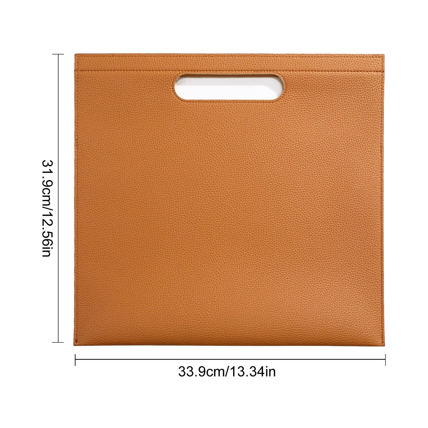 Premium PU Leather Waterproof File Folder & File Jackets & File Pockets Easy to Clean Document Organizer, Multi-Color Options, 13.34x12.56in, Ideal for Students & Professionals(Brown)