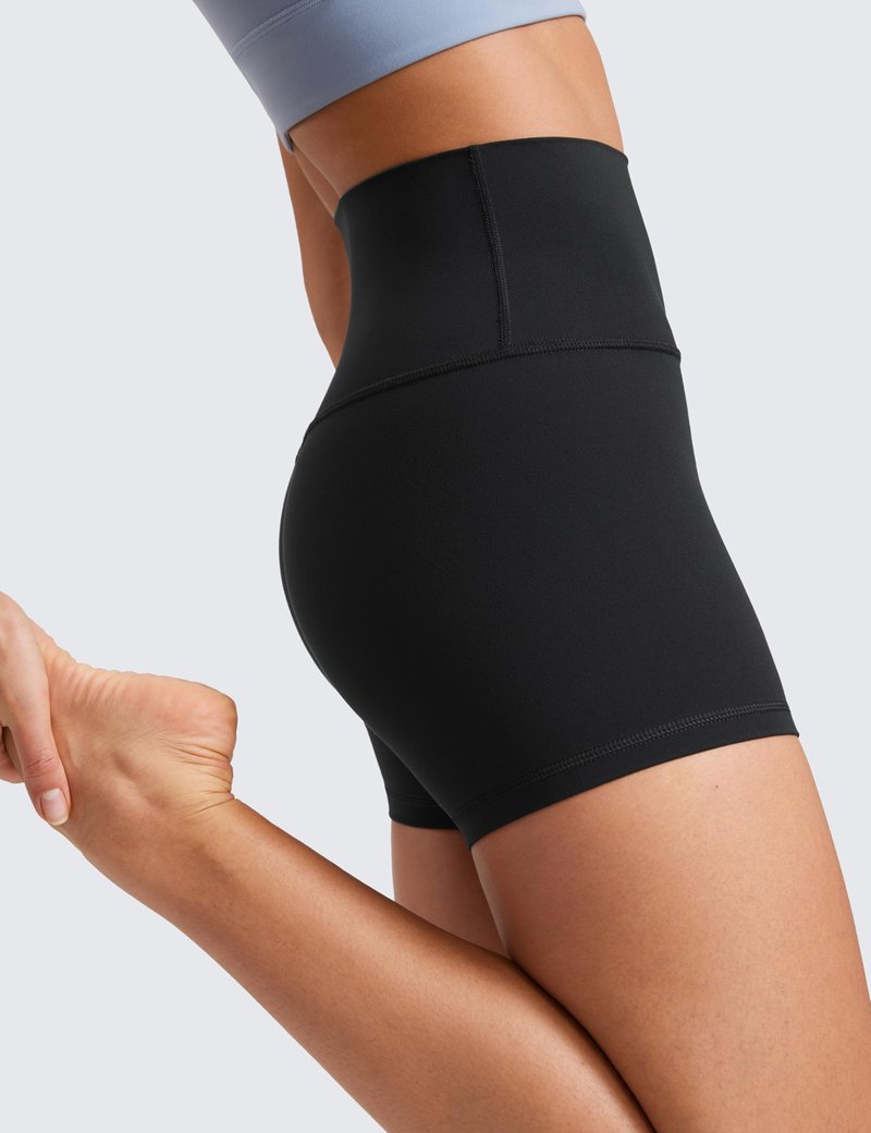 CRZ YOGA Butterluxe Biker Shorts 4'' - High Waisted Booty Workout Volleyball Yoga Womens Spandex Black Medium