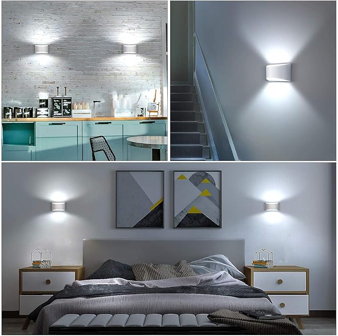 Lightess Indoor LED Wall Lamp 12W Dimmable Up Down Wall Light for Living Room Bedroom Hallway Staircase Cool White