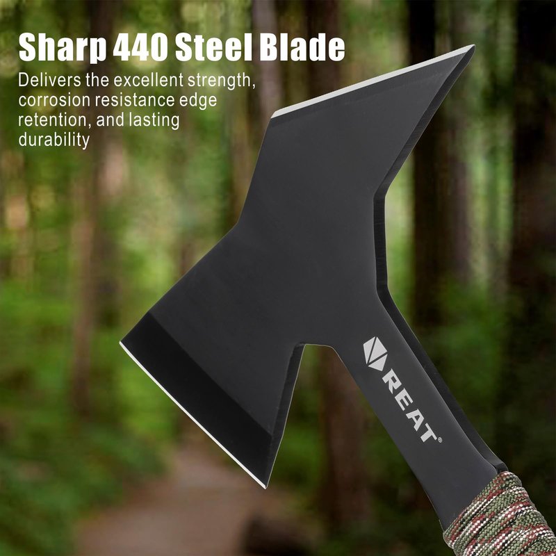 REAT Throwing Axe Set with Sheath - 3 Pack, 11" Full Tang Design with Black Coating,Cord-Wrapped Handle, Throwing Axes for Recreation,Competition,Gifts for Men,Women