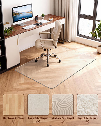 Soimeat Hard Frosted Office Chair Mat for High Pile Carpet and Hardwood Floor, 32" x 47.2" Anti-Slip Computer Rolling Chair Mat, Heavy Duty Chair Pad Under Desk Carpeted Floor Protector for Home, 1PCS