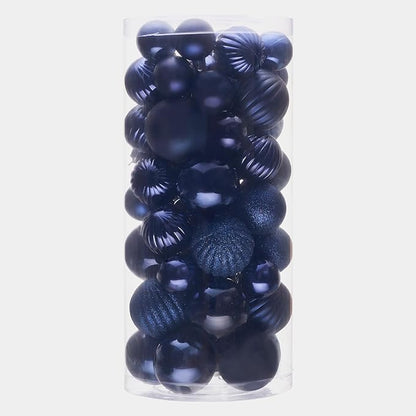 Navy Blue Christmas Ornaments Set for Xmas Tree, 50ct Shatterproof Christmas Balls Ornaments, Christmas Tree Decorations Hanging Ball for Holiday Party Decor(1.57"-2.36")