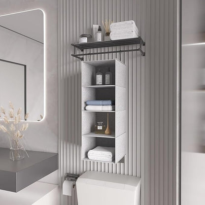 Hanging Closet Organizer, Easy Mount Collapsible 4-Shelf Camper Closet Wardrobe
