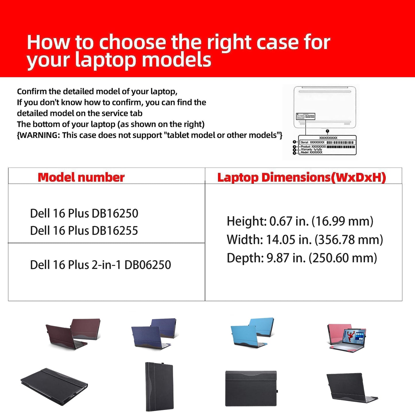 Laptop Case for Dell 16 Plus DB16250 DB16255|16 Plus 2-in-1 DB06250 [Not Other Models] All Inclusive Drop Case 16" PU Leather Protective Laptop Bag Detachable Shell (Dark Gray)