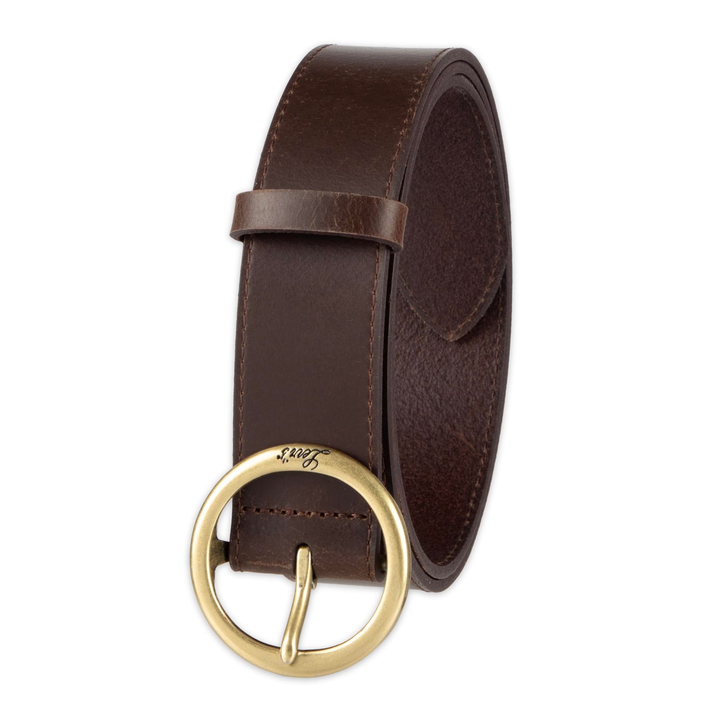 Levi's Women's Round Centerbar Sliding Loop Belt, Dark Brown, Small