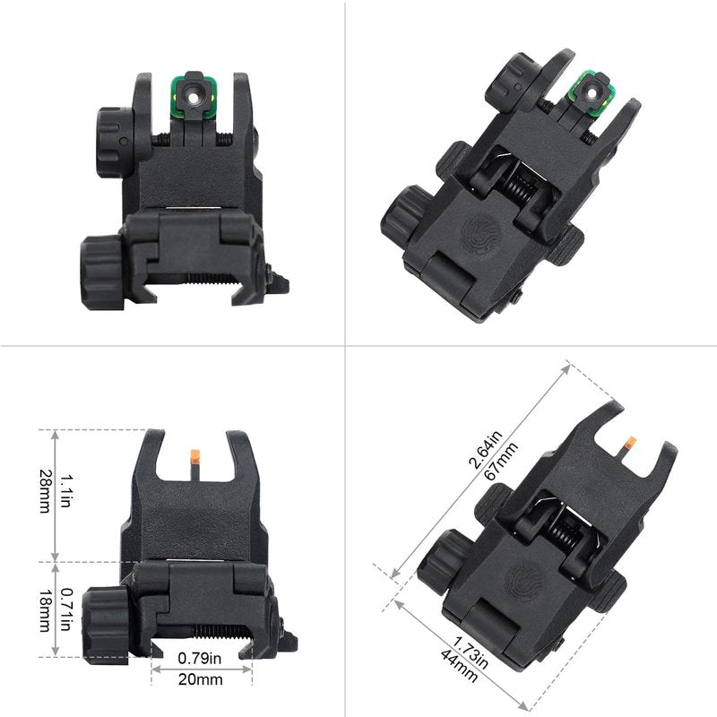 ohhunt Flip Up Sights Polymer Fiber Optic Sights Backup Sight Black for Picatinny (Black Fiber Optics)