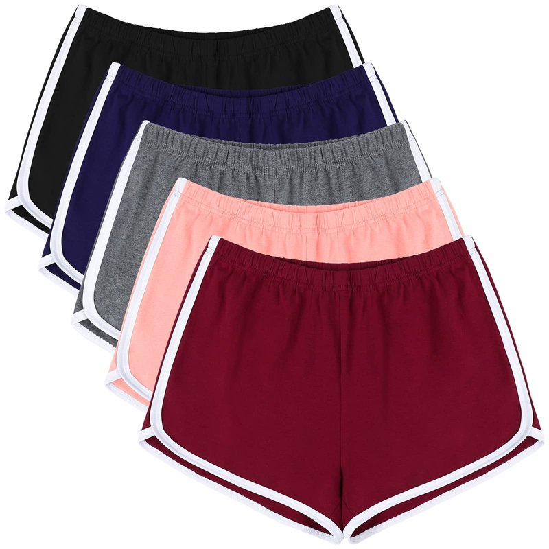 URATOT 5 Pack Shorts for Women Summer Casual Lounge Short Comfy Cotton Dolphin Shorts Athletic Gym Yoga Running Short Pants