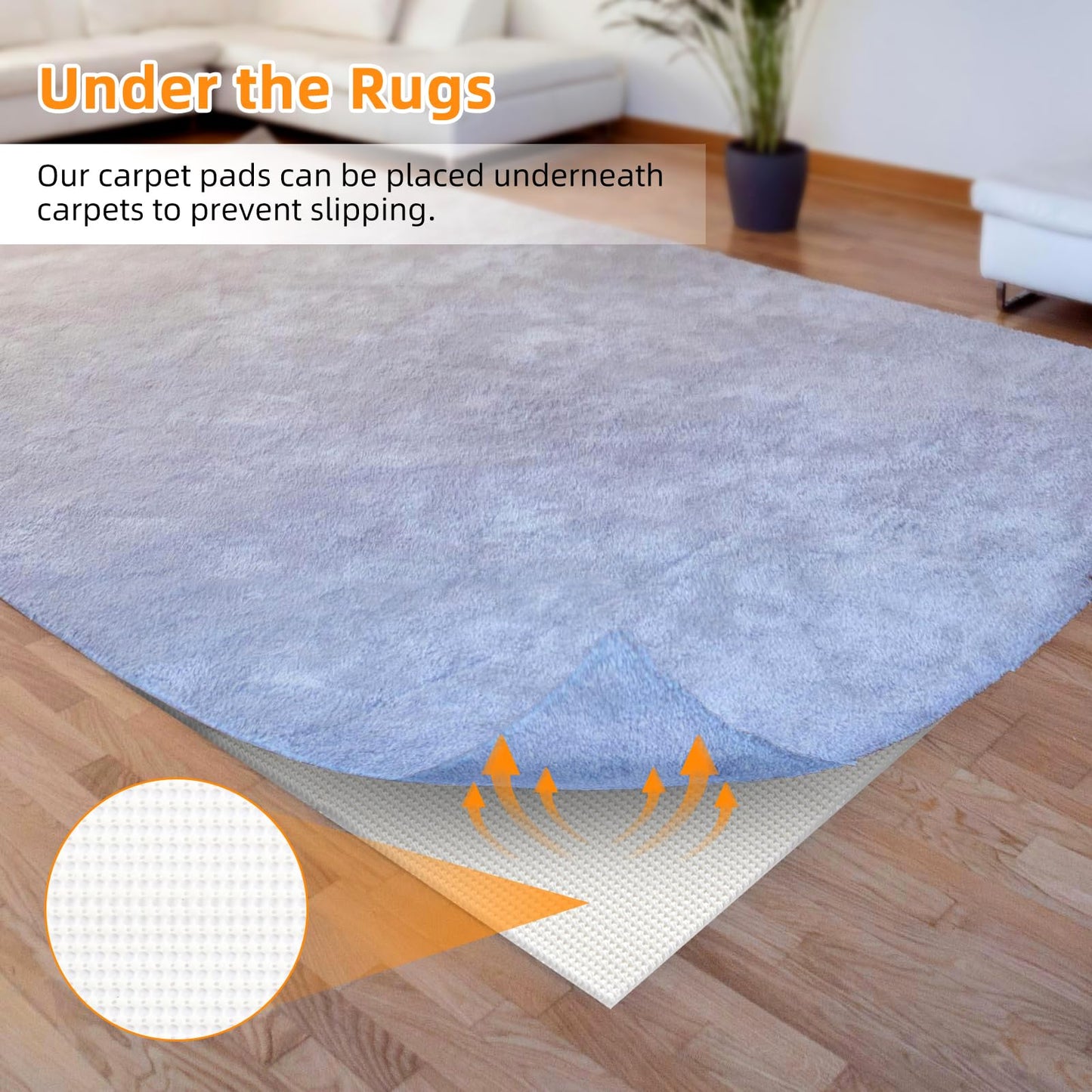 Hagzojler Non Slip Rug Pads Premium PVC Prevents Carpet Slippage Large Size Rug pad Easy Cut-to-Size Perfectly Fits Wood Floors Ceramic Tiles and Smooth Surfaces (4'×6')